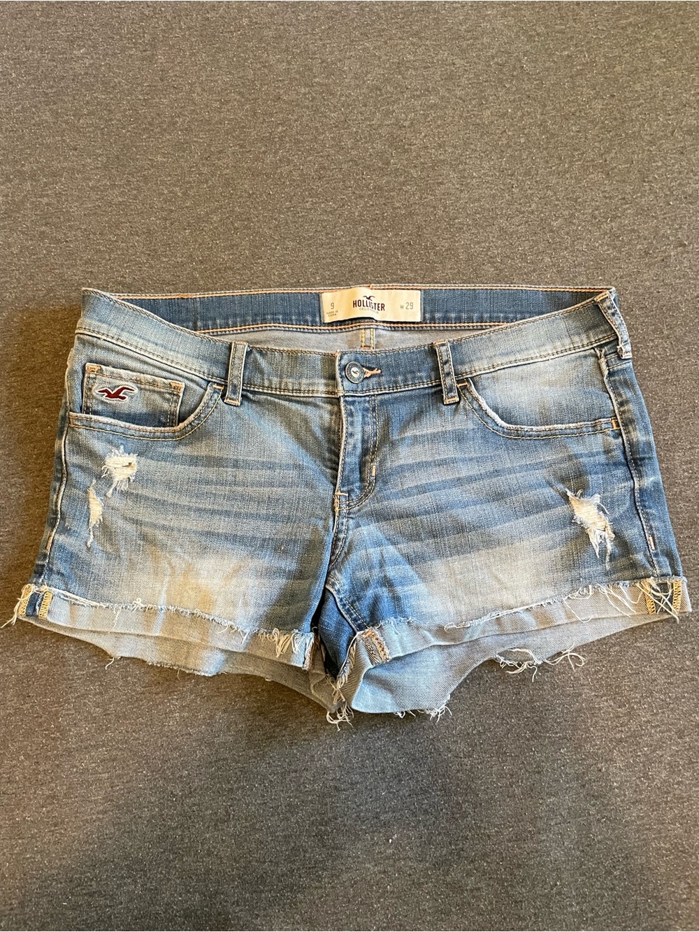 Hollister Light Blue Low-Rise Denim Shorts